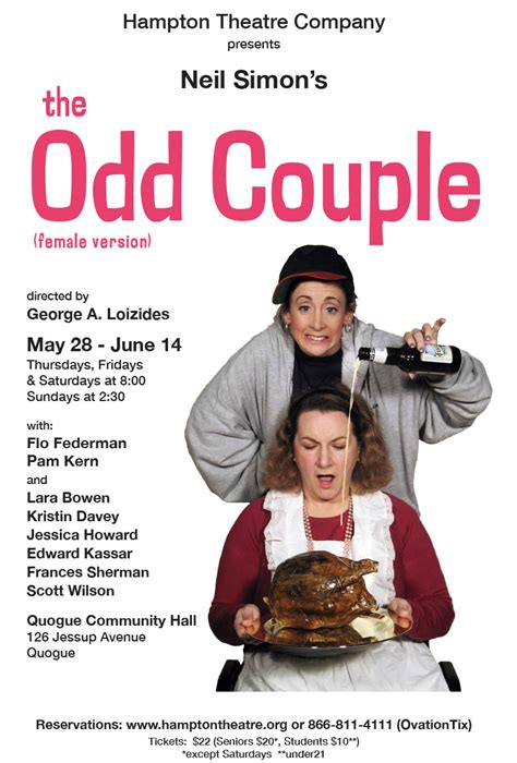 the odd couple female version pdf|odd couple female version characters.
